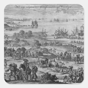 Pegatina Cuadrada Protestants que salen de Francia