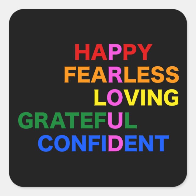 Pegatina Cuadrada PROUD Bright Black (Anverso)