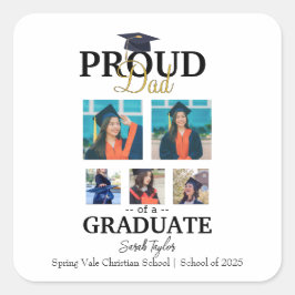 Pegatina Cuadrada Proud dad of graduate 2025