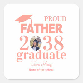 Pegatina Cuadrada Proud Father personalized graduation