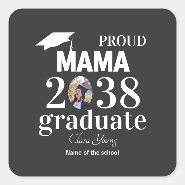 Pegatina Cuadrada Proud mama personalized graduation (Anverso)