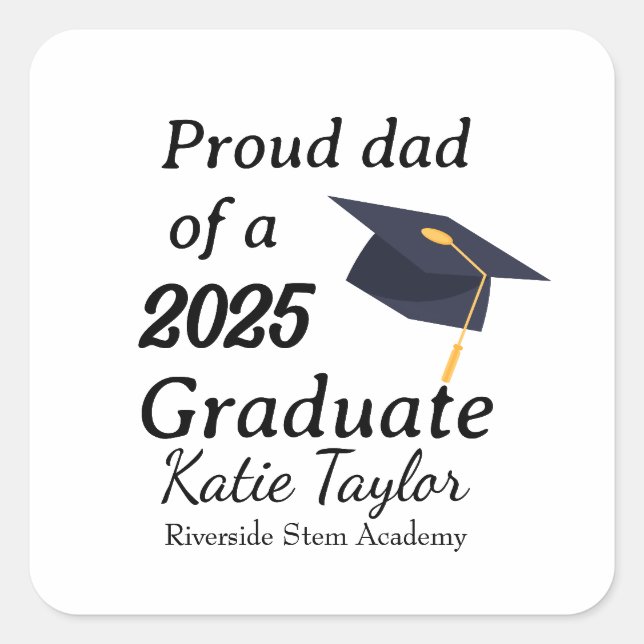 Pegatina Cuadrada Proud mom of graduate  (Anverso)