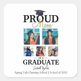 Pegatina Cuadrada Proud mom of graduate 2025