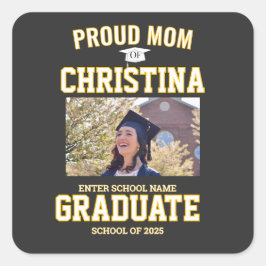 Pegatina Cuadrada Proud mom parent of student of class of 2025