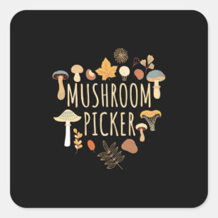 Pegatina Cuadrada Proud Mushroom Picker