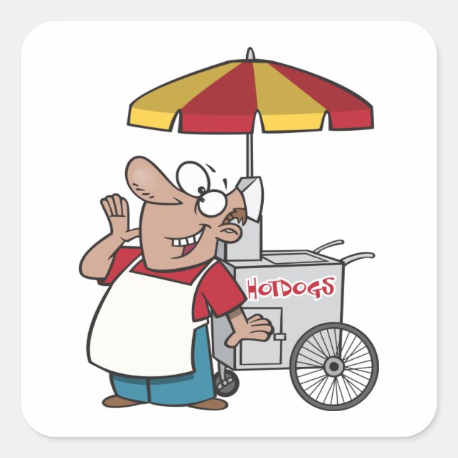 Pegatina Cuadrada Proveedor de Hotdog (Anverso)