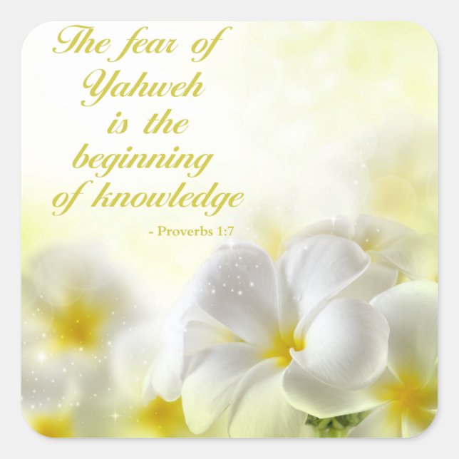 Pegatina Cuadrada Proverbios 1:7 | Cita bíblica (Anverso)