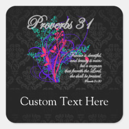 Pegatina Cuadrada Proverbios 31 mujeres cristianas bíblicas