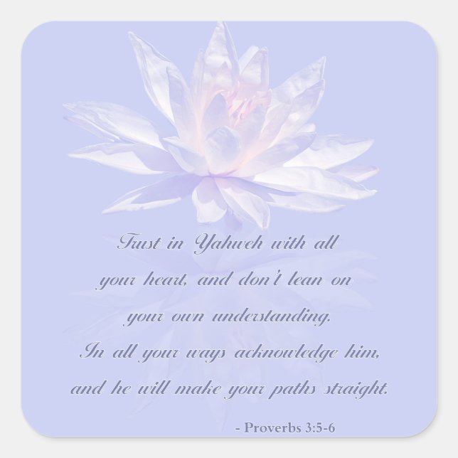 Pegatina Cuadrada Proverbios 3:5-6 | Cita bíblica (Anverso)