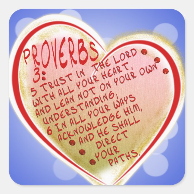 PEGATINA CUADRADA PROVERBIOS 3:5-6 CONFIANZA EN JEHOVAH CON TODO SU  (Anverso)