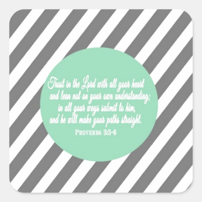 Pegatina Cuadrada Proverbios 3:5 Estilo moderno Verso de la Biblia r (Anverso)