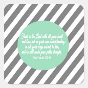 Pegatina Cuadrada Proverbios 3:5 Estilo moderno Verso de la Biblia r