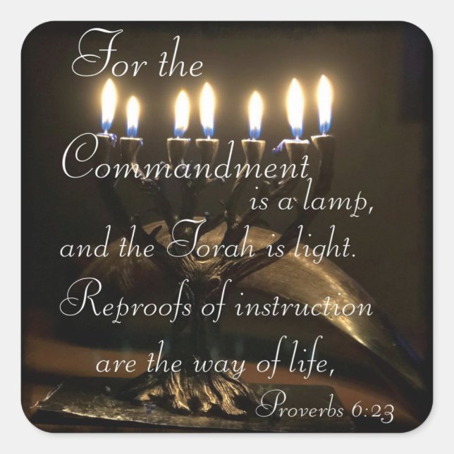 Pegatina Cuadrada Proverbios 6:23 (Anverso)