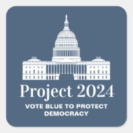 Pegatina Cuadrada Proyecto 2024 Votación por la democracia