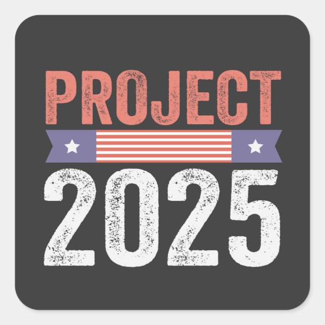 Pegatina Cuadrada Proyecto 2025 Camiseta Patrótica Trump (Anverso)