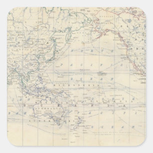 Pegatina Cuadrada Proyecto de Mercators del mundo