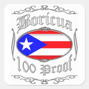 Pegatina Cuadrada Prueba de Boricua 1002