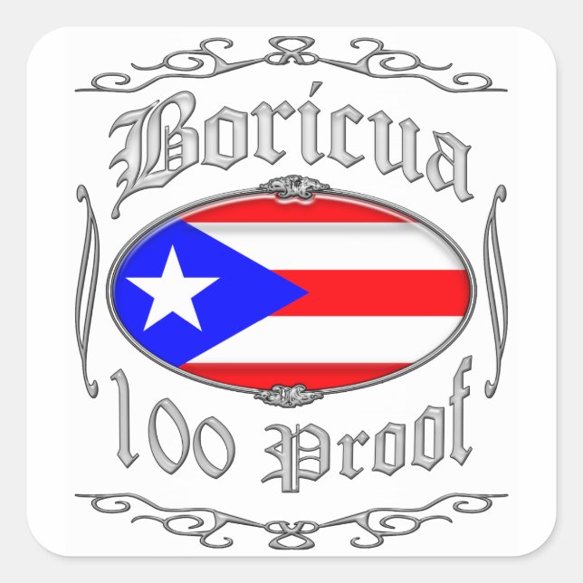 Pegatina Cuadrada Prueba de Boricua 1002 (Anverso)