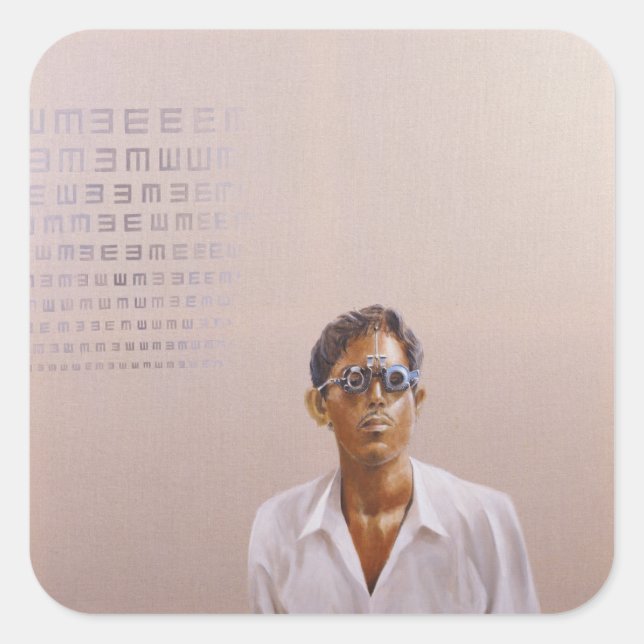 Pegatina Cuadrada Prueba ocular 3 Medinipur India (Anverso)