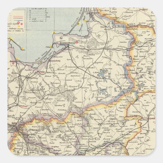Pegatina Cuadrada Prusia y Polonia (Anverso)