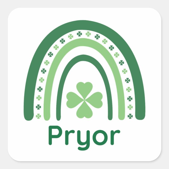 Pegatina Cuadrada Pryname Clover Boho Rainbow (Anverso)