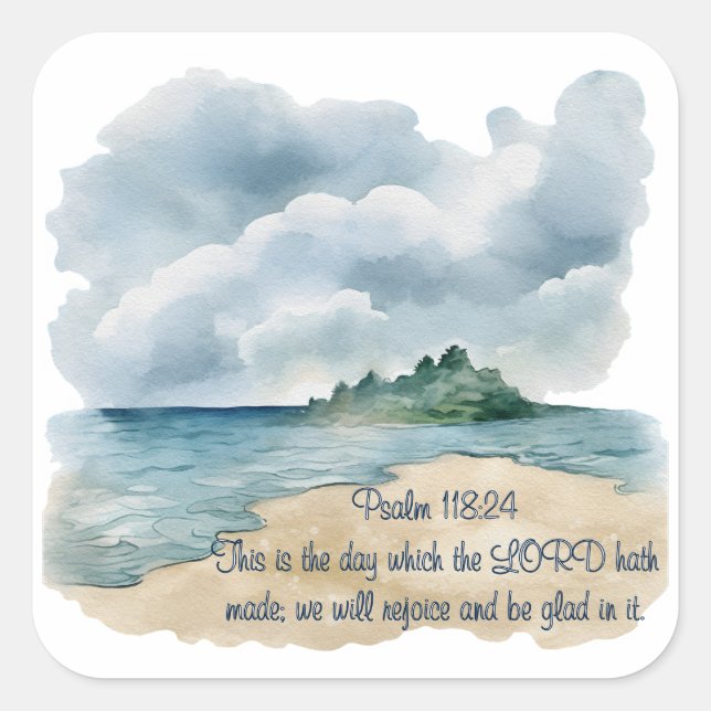 Pegatina Cuadrada Psalm The Day Cloudy Beach Scene (Anverso)