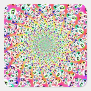 Pegatina Cuadrada Psicodélicos ojos arcoiris Mandala