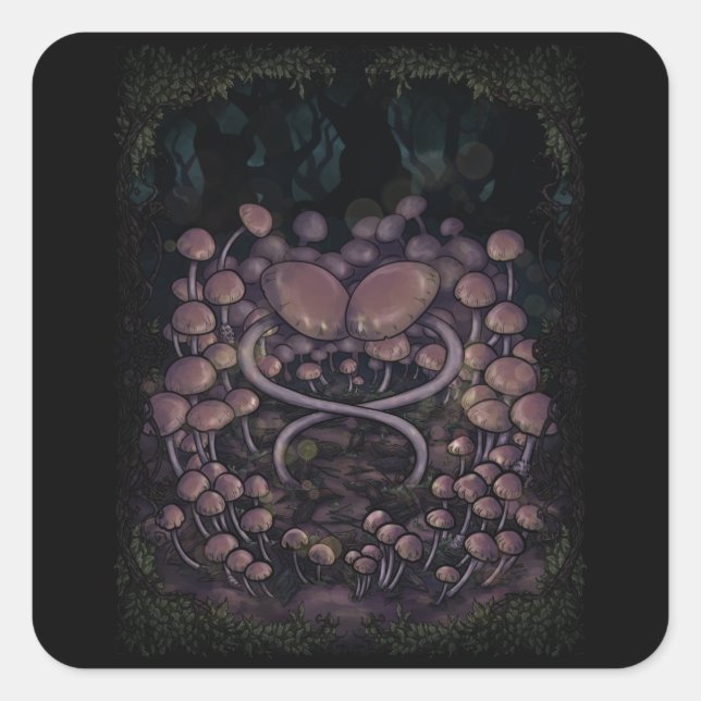 Pegatina Cuadrada Psilocybe Allenii (Anverso)