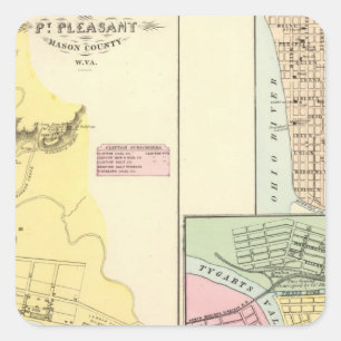 Pegatina Cuadrada Pt Pleasant, Virginia Occidental