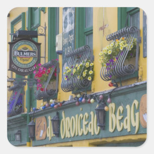 Pegatina Cuadrada Pub, Dingle, Península de Dingle, condado de Kerr