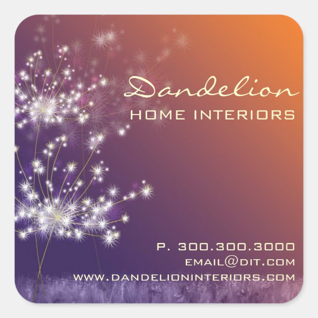 Pegatina Cuadrada Publicidad comercial de Dandelions Interior (Anverso)