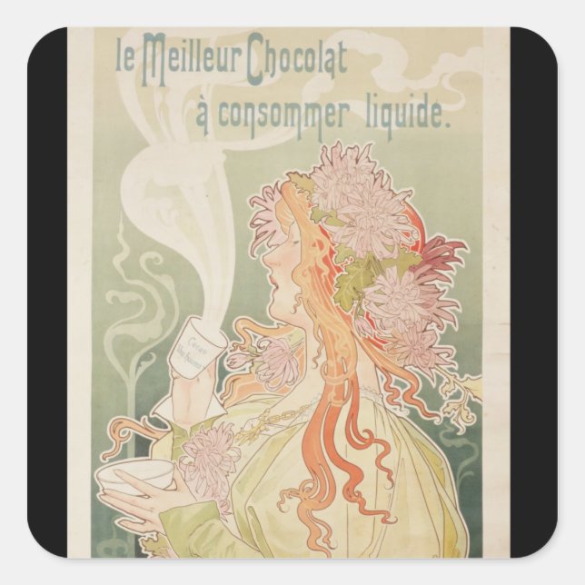 Pegatina Cuadrada Publicidad poster Cacao Van Houten Bélgica (Anverso)