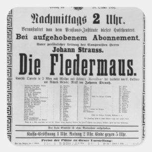 Pegatina Cuadrada Publicidad poster Die Fledermaus por Johann