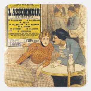 Pegatina Cuadrada Publicidad poster L'Assommoir por M.M.W.