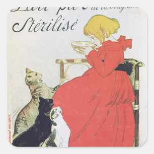 Pegatina Cuadrada Publicidad poster Leche esterilizada pura