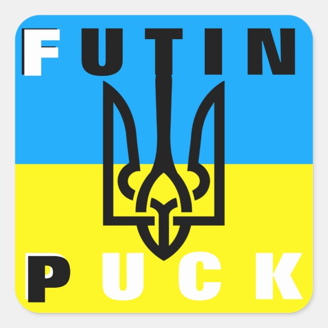 Pegatina Cuadrada Puck Futin - Libertad Ucrania Paz Bandera ucranian (Anverso)