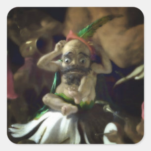 Pegatina Cuadrada Puck y Fairies (detalle)