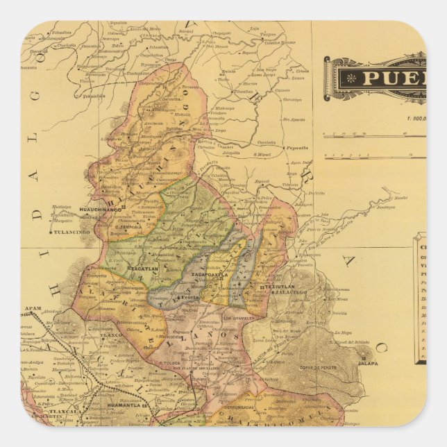 Pegatina Cuadrada Puebla (Anverso)