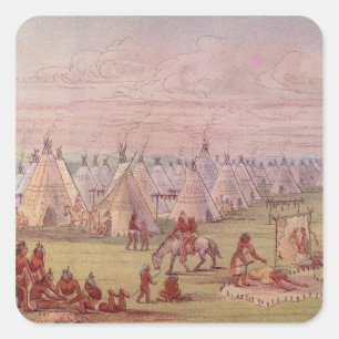 Pegatina Cuadrada Pueblo de Comanchee