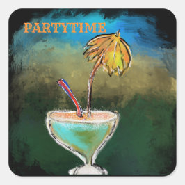 Pegatina Cuadrada Pueblo de Fiesta