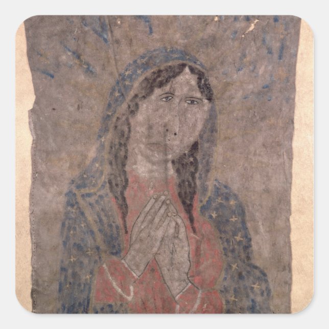 Pegatina Cuadrada Pueblo Indio esconde pintura de una Madonna, 1675 (Anverso)