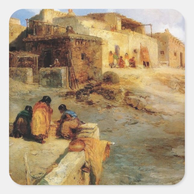 Pegatina Cuadrada Pueblo indio Laguna Nuevo México - 1906 (Anverso)