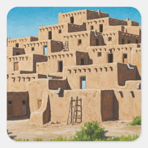 Pegatina Cuadrada Pueblo Nuevo México
