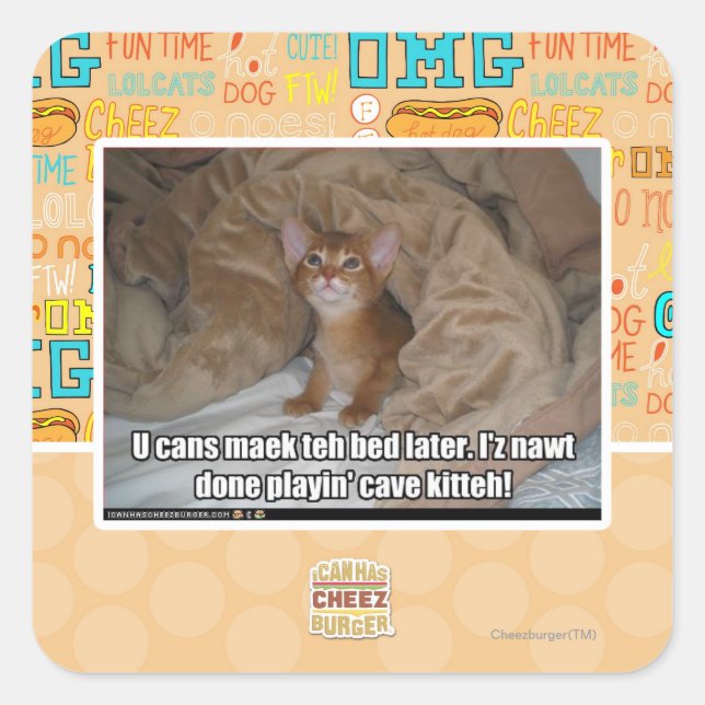 Pegatina Cuadrada Puedes hacer la cama más tarde. (Anverso)