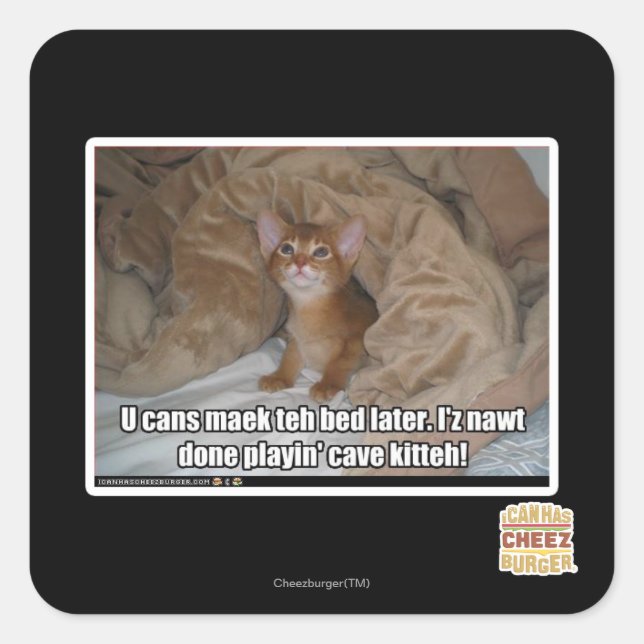 Pegatina Cuadrada Puedes hacer la cama más tarde. (Anverso)