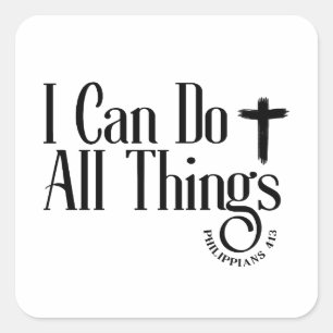 Pegatina Cuadrada Puedo hacer todas las cosas Filipenses 4:13
