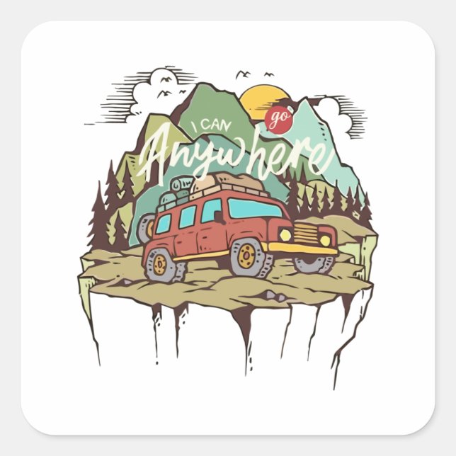 Pegatina Cuadrada Puedo ir a cualquier lugar (Anverso)