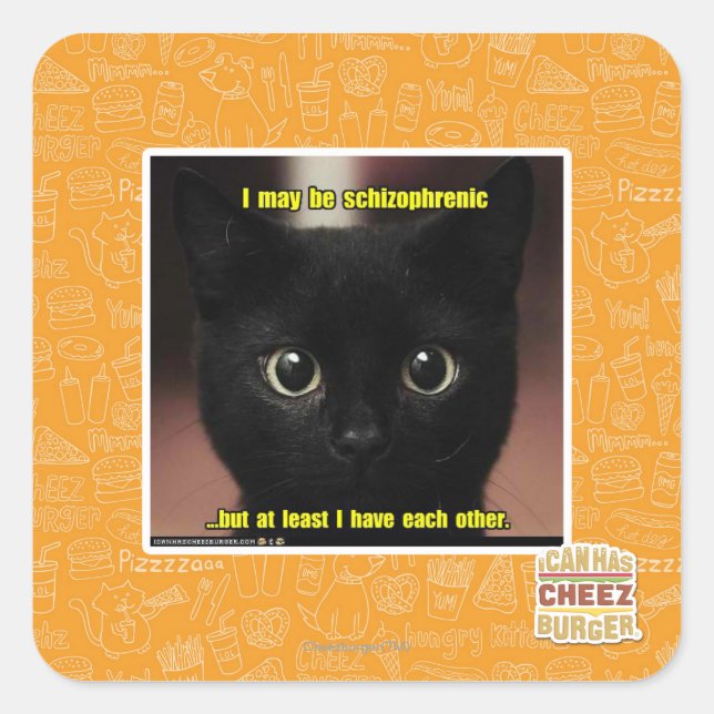 Pegatina Cuadrada Puedo ser esquizofrénico (Anverso)