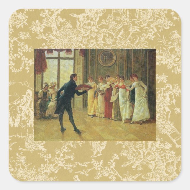 Pegatina Cuadrada ¿Puedo Tener Este Baile? (Anverso)