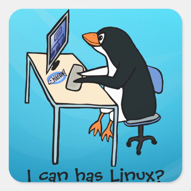 Pegatina Cuadrada ¿Puedo tener Linux? (Anverso)